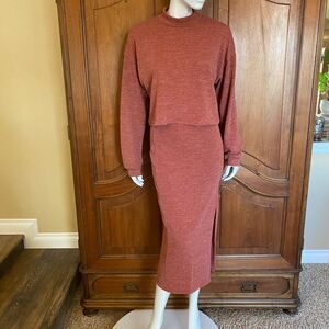 Revamped Knit Sweater Skirt Set Maxi Skirt & Matching Crop Sweater Set M/L 👒